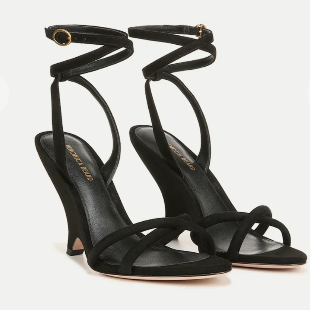 Veronica Beard Wedge Sandal Black Size 7